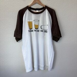 Hybrid Tees Graphic T Shirt The Good The Bad The Ugly Beer Glasses XLarge